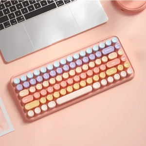 Candy Colorful <b>keyboard</b> 85Keys Silicone Wireless <b>Keyboard</b> BT Round Keycap Fashion Style for Tablet Laptop Desktop - Product Image 1