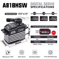 Servo Digital Programable CNC de Alto Voltaje AGFRC A81BHSW 83g, Resistente al Agua IP67, con Engranajes Metálicos, para Autos RC 1/8 Monster Expert