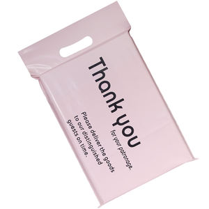 Sacs postaux d'emballage de vêtements roses personnalisés écologiques sac de transport d'emballage de remerciement avec poignée - Product Image 2