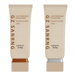 Oem rỗng 30ml 50ml 60ml tùy chỉnh nhựa mỹ phẩm Kem chống nắng bóp ống nền tảng chất lỏng BB Kem ống với nắp vuông - Product Image 1