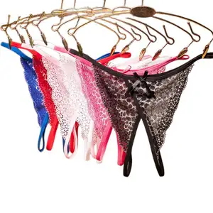 Sexy Strik Slipje Open Kruis String Vrouwen Slipje Sexy G String Ondergoed Luipaard Print Periode Panty