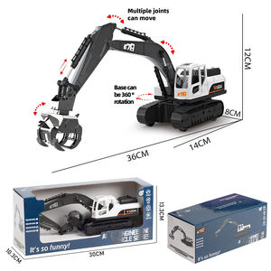 BEFLY Camions jouets en métal à friction en alliage, à rotation 360°, <span class=keywords><strong>avec</strong></span> fonctions d'excavation, de <span class=keywords><strong>grue</strong></span>, de <span class=keywords><strong>benne</strong></span> basculante et de concassage de pierres, pour les 5 ans et plus - Product Image 3