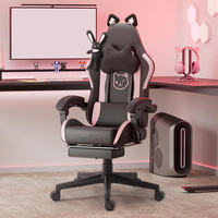 Chaise de bureau inclinable de jeu populaire au Canada, oreilles de chat mignonnes, lapin noir rose, massage, chaise de bureau inclinable pour ordinateur, canapé pour chat et chien