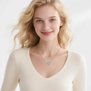 Venta al por mayor Venta caliente de la joyería de plata <span class=keywords><strong>925</strong></span> 4mm y 1,3mm Moissanite Infinito en forma de corazón de la boda colgante collar para las mujeres - Product Image 4