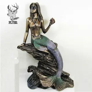 Statue de <span class=keywords><strong>sirène</strong></span> en bronze de jardin personnalisée, grande fontaine d'eau en cuivre et en laiton - Product Image 1