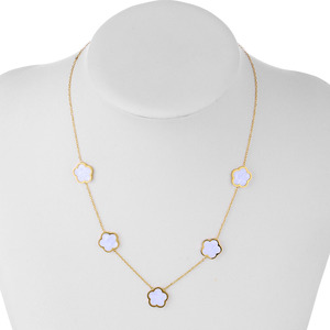 สร้อยคอใบหญ้าห้าแฉกประดับมุกเปลือกหอยเคลือบทอง PVD18k คุณภาพสูง ขายส่งและขายปลีกจากโรงงาน - Product Image 5