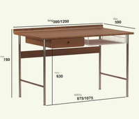 Bureau d'étude de style nordique moderne du milieu du siècle avec tiroirs - Poste de travail informatique en bois massif pour usage domestique ou professionnel
