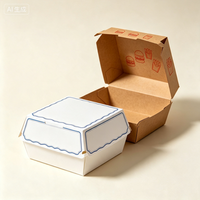 Boîte à hamburger rectangulaire en carton ondulé kraft, qualité alimentaire, résistante à l'huile, jetable, finition mate, impression personnalisée, vente en gros à prix abordable