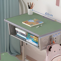 Ensemble bureau et chaise d'étude réglables en hauteur pour enfants, vert moucheté, avec étagère de rangement pour l'école