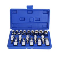 Ensemble de douilles à embout femelle en acier au chrome-vanadium 14 pièces/ensemble E Torx Star E4-E24, étui rigide OEM, ensemble d'outils à main