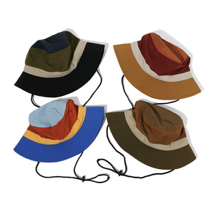 Nylon al aire libre senderismo Safari deporte sol cubo sombrero con cuerda personalizado niños adultos impermeable secado rápido pesca cubo gorra sombrero - Product Image 1