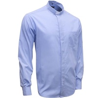 Chemises de clergé pour hommes sur mesure OEM, à manches longues, col contrastant, boutons cachés, pour prêtres et ministres