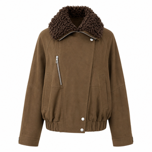Chaqueta Corta de PU para Mujer, Estilo Casual, Tejida, Lavada, Tipo Gabardina, para Otoño e Invierno, Cortavientos - Product Image 2