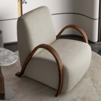 Fauteuil individuel moderne en teck doré, éco-responsable, design, pour hôtel, salle à manger, villa, salon