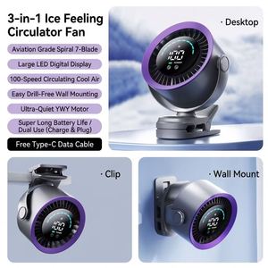 Mini Portable Rechargeable Clip on <b>Desk</b> Fan 3000Mah LED Display 100-Speed Stepless 360° <b>Rotating</b> Ultra Low Noise Cooling Down - Product Image 5