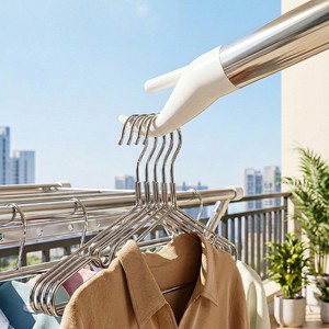 Telescopic Clothes Drying Rod Wall Mounted Extendable Stainless Steel Clothes Rack For Balcony Indoor Use - Product Image 4