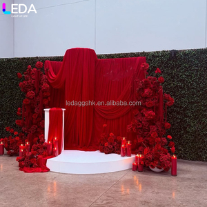 LEDA Rideau de fond de scène de mariage en soie rouge élégant, taille personnalisée, moderne, pour mariages, fêtes et anniversaires - Product Image 1