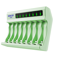 GONODY GD-LED8600-L Chargeur universel de piles NiMH 1,2 V / Li-ion 1,5 V, 8 emplacements pour piles AA AAA, support de charge avec LED intégrée