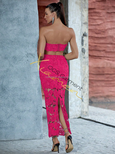 Vestido <span class=keywords><strong>de</strong></span> <span class=keywords><strong>Fiesta</strong></span> Transparente con Encaje Bordado <span class=keywords><strong>de</strong></span> Ocstrade, Precio Económico <span class=keywords><strong>de</strong></span> Fábrica, Sin Mangas, con Aberturas, Color Rojo Rosa, Vestido <span class=keywords><strong>de</strong></span> Noche Elegante - Product Image 5