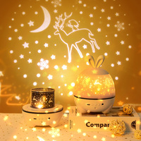 Projecteur de ciel étoilé à piles, lumière LED rotative à bouton pour chambre à coucher, chevet, chambre d'enfant, créatif et romantique
