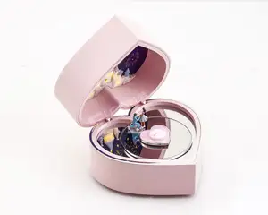 Exquisita caja de regalo de joyería de anillo musical de piano pequeño de lujo para niñas con luces LED y música