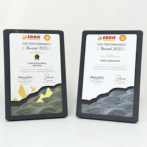 <span class=keywords><strong>Plaque</strong></span> de reconnaissance en pierre d'encre noire, motif sommet de montagne et vague marine, gravée, récompense MH-J0164 - Product Image 1