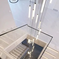 Lustre d'escalier moderne et minimaliste pour villa duplex, appartement, loft rotatif, long lustre LED en aluminium pour salon et cage d'escalier