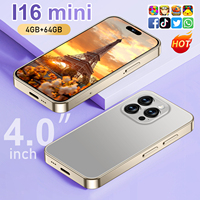 Producto Más Vendido al por Mayor, Mini Teléfono Móvil I16 4G/64GB 2500mAh, Mini Teléfono Inteligente con Doble Cámara, Pantalla IPS de 4 Pulgadas, Android