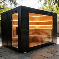 Ruang Sauna Luar Ruangan Modern Triunity Sauna dengan Jendela Kaca Panoramic untuk 2-4 Orang