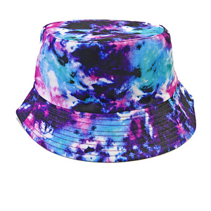 Cappello da Pescatore Tie-Dye con Nuvole, Design Reversibile, Unisex, Protezione Solare per Esterni, Versatile, Pieghevole, Stampa, in Poliestere - Product Image 4