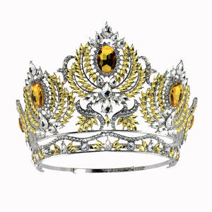 Grande <span class=keywords><strong>couronne</strong></span> de princesse élégante et colorée en strass, réglable, pour concours de beauté pour adolescentes, anniversaires, mariages - Product Image 3
