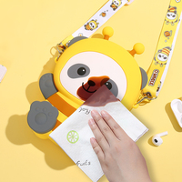 Sac bandoulière en silicone motif abeille et panda, style mode portable, grande capacité, pochette pour téléphone avec sangle réglable
