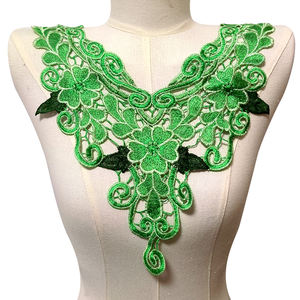 طوق دانتيل مطرز ملون, طوق دانتيل مجوف ، ملابس ، ياقة دانتيل على الصدر ، تصميم بلونين - Product Image 5