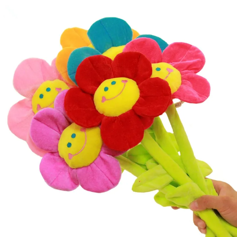 2022 Cheap whole sale sunshine smile plush flowers in bulk sample free flower plush toy Artificial Floral Decor Plants