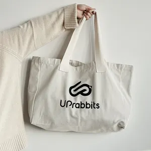 Custom Large Beach Shopping Handle Blank Tote Custom Printed Logo Ropehandle Organic Cotton Canvas Bag