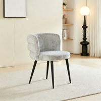 Chaise de salle à manger moderne en chenille, chaise d'appoint incurvée à 3 couches, chaise d'appoint avec pieds en métal noir pour salle à manger, cuisine, maison, café