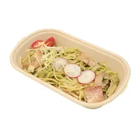 Super march-Caja desechable biodegradable para guardar comida, 2 compartimentos, promoción