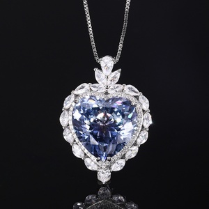 High Quality 20mm Heart Cut Red Cubic Zirconia Bird Nest Pendant Jewelry Eco-friendly <b>Copper</b> Red Hearts Necklace for Women Gift - Product Image 3