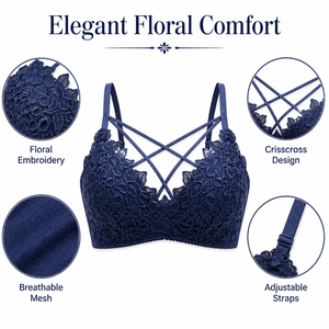 Elegante e Sexy Reggiseno Triangolare con Ricamo Floreale, Traspirante in Nylon e Spandex, Senza Ferretto, per Occasioni Speciali - Product Image 2