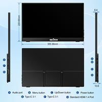 Monitor LCD 15.6 Inci 60Hz FHD 1080P Layar Komputer Portabel Dengan Casing Kulit untuk Laptop PC Kantor Bisnis Kerja