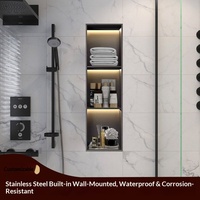 Niche murale d'angle moderne pour salle de bain, étagère encastrée en acier inoxydable, panneau de douche sur mesure