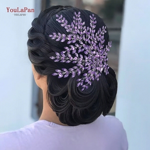 YouLaPan – Diadème de mariage en métal tendance pour femme, accessoire de <span class=keywords><strong>coiffure</strong></span> nuptial en cristal et strass, bandeau HP438 - Product Image 2