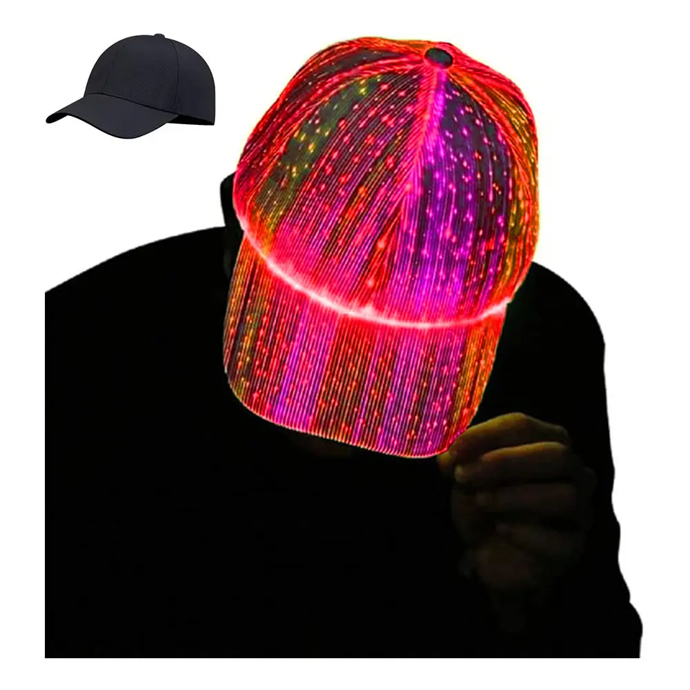 光ファイバーキャップLED帽子5色発光光る野球帽USB充電ライトアップパーティー音楽祭LEDクリスマスキャップ