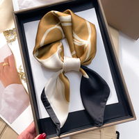 Écharpes et châles en satin de luxe 26,77 pouces, foulard soyeux, impression de logo personnalisé, attaches pour cheveux, foulard en soie pour femmes, élégant 1026-347