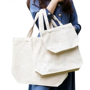 Sacs de courses réutilisables personnalisés avec logo imprimé, en toile de coton blanche unie, grand stock, vente en gros - Product Image 2