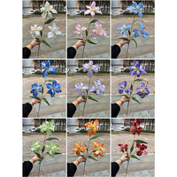 Nouvelles fleurs artificielles en gros pour décoration d'allée de mariage, style jardin, iris à 3 têtes, pour l'exportation