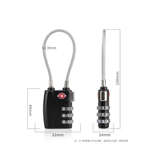 <b>TSA</b> Combination <b>Lock</b> With Steel Wire 3mm Diameter 41mm Height For Luggage Travel Security Padlock - Product Image 2
