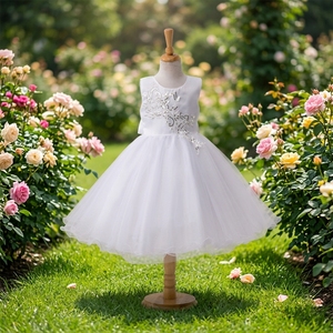 Robes de soirée longues en coton à volants pour enfants, style asymétrique, pour demoiselles d'honneur, collection été - Product Image 3