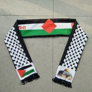 OEM Customized Logo Printing Polyester Palestine Scarf Keffiyeh Palestine Scarf Hijab For Promotion