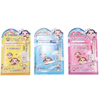 Ensemble de papeterie créative Yichen pour étudiants, cadeau, fournitures scolaires pour enfants, crayon, gomme, taille-crayon, cahier, modèle jaune, bleu, rose